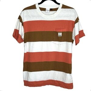 Deus Ex Machina Alvaro Striped T Shirt Small Preppy Crewneck Hemp Cotton Classic